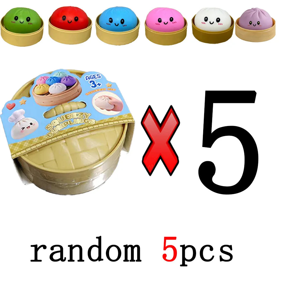 Dumpling Pressure Dumpling Squishies Cute Colorful Bun Toy Slow Rising Stress Relief Fidget Toy for Kids Adults Anti-Anxiety Gif