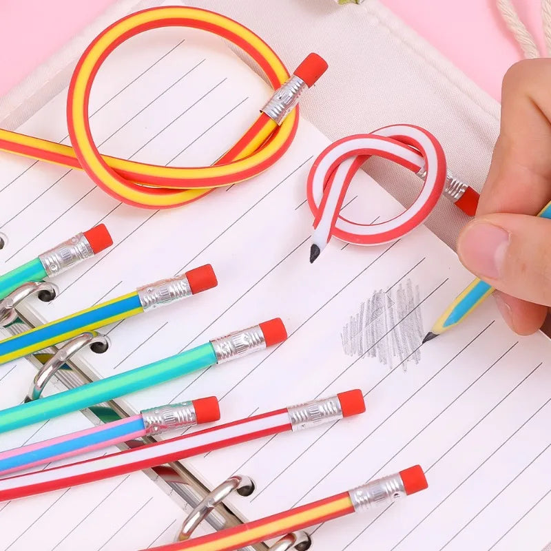 6/1Pcs Magic Bendy Flexible Soft Pencil with Eraser Colorful Creative Novelty Bend Pencils for Kids Student Gift School Supplies