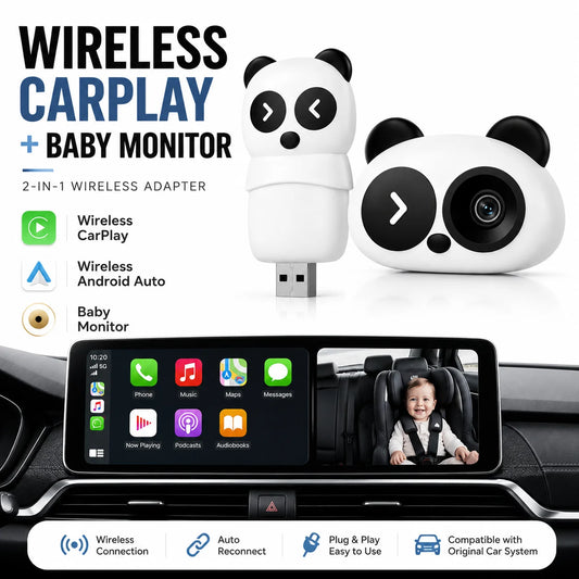 Wireless Carplay Baby Monitor 1080P Rear Seat Cam Plug&Play Night Vision Split Screen OTA Upgrd Cam for SUV Truck Baby Saf Moni