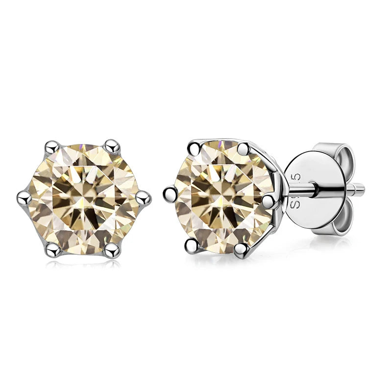 JoyceJelly 1/2/4CT VVS D Color Moissanite Russian Cut 8H8A Lab Diamond Stud Earrings For Women S925 Sterling Silver Fine Jewelry
