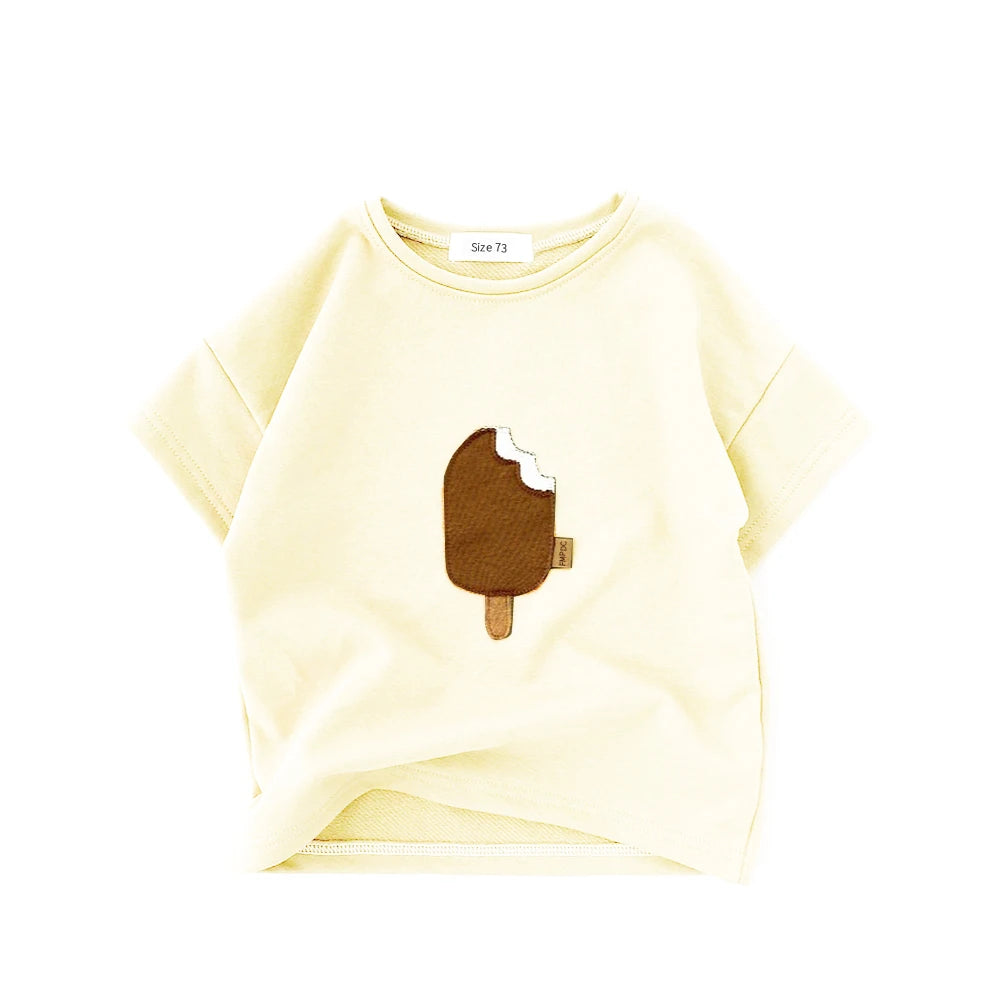 Toddler Kid Baby Boys Girls Clothes Summer Top Short Sleeve Cotton T Shirt Loose Infant Rainbow Ice Cream Tee Childrens Outfits