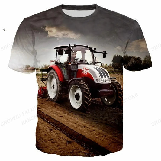 Summer Men's T-shirt Truck Tractor 3d Print Tshirt Men Women Fashion T-shirt Kids Hip Hop Tops Tees Tractor Driver T Shirt Car