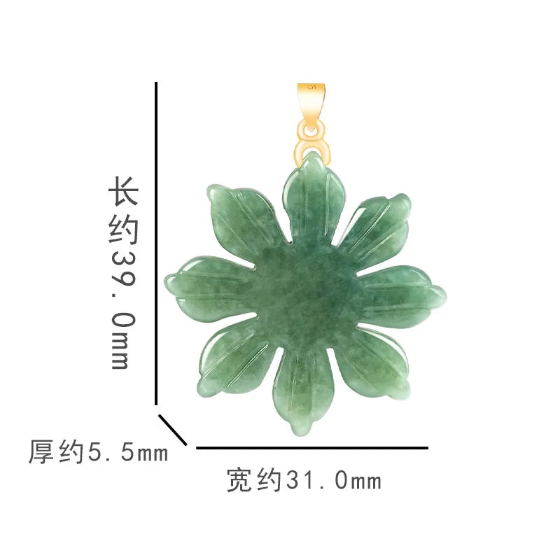Natural A-grade Burma Jade Sunflower Charms S925 Silver Button Head Bean Seed Jadeite Pendant Women's Gift Jewelry Drop Shipping