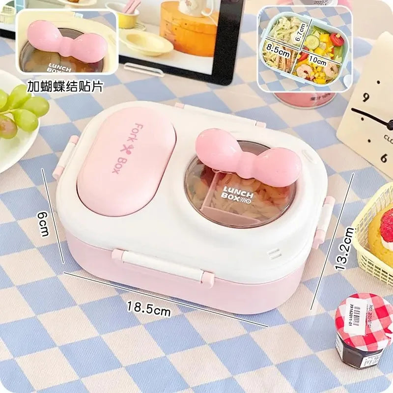 Heart Print Bento Box for Women & Teens - Portable Macaron Style Lunch Container, Ideal for Work, Picnic, Dating, Simple Packing