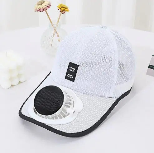 USB Rechargeable Solar Cooling Hat Outdoor Baseball Cap with Built in Fan Breathable Mesh Adjustable Wind Speed Camping Fishing