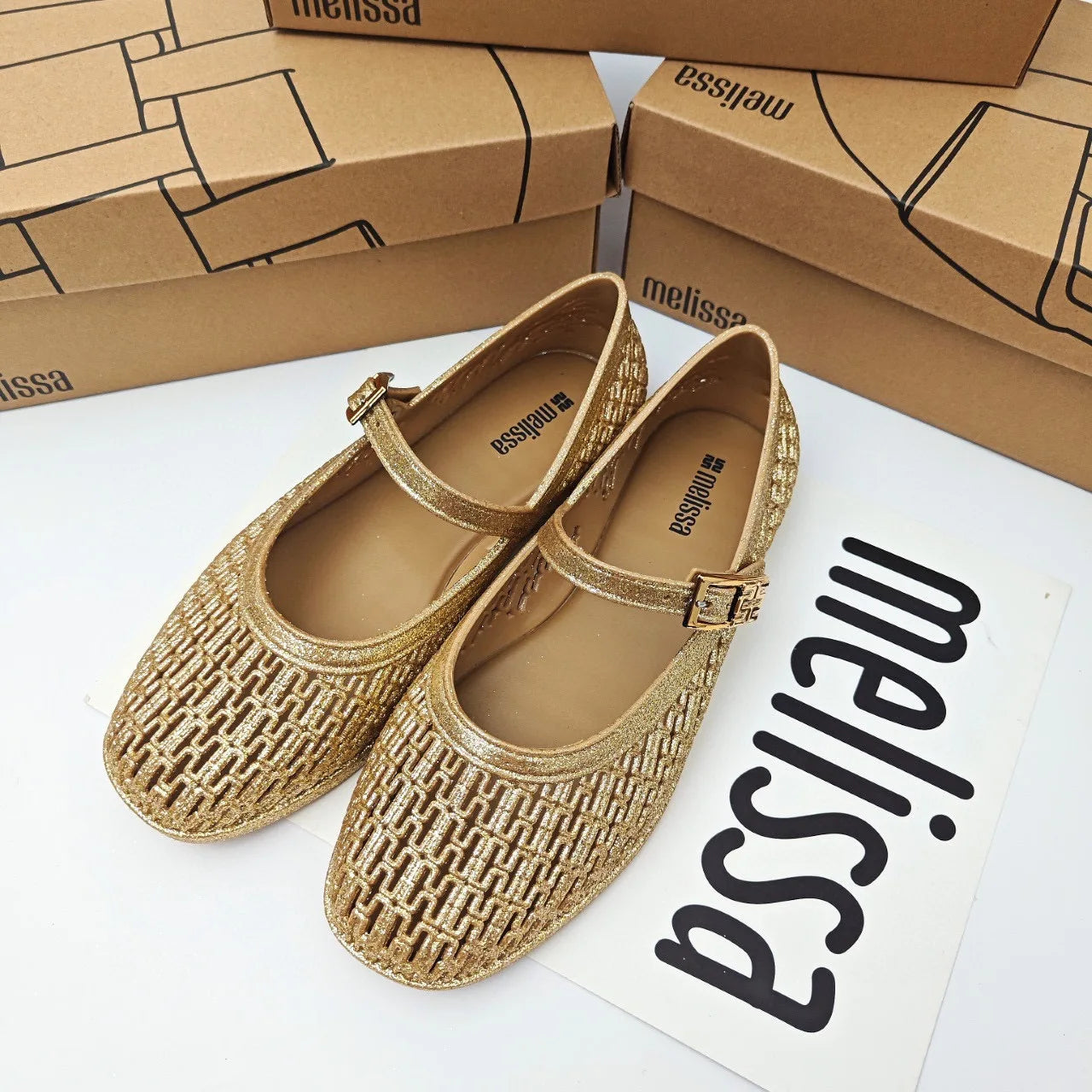 Melissa Women Flats Comfort Ballerina Shoes 2025 Summer New Shallow Mouth Non-slip Ladies Loafers Elegant Bowknot Women Single