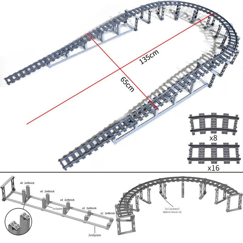 MOC Train Tunnel Exit Entrance Model Set City Train Container Oil Tank Kits Mountain Railway Track Traffic Lights Leduo Block