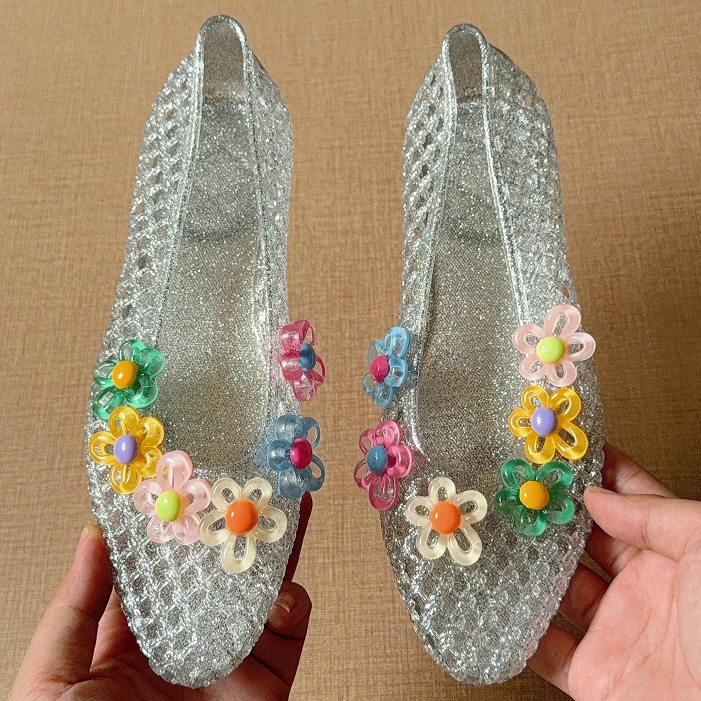 Summer Women Flat Korean Jelly Shoes Ins Outdoor Versatile Sweet Casual Clogs Outdoor Daily Commuter Travel Sandals