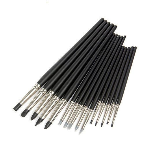 Silicone Color Shaper Brushes – 5pc Rubber Tip Tools for Clay & Nail Art
