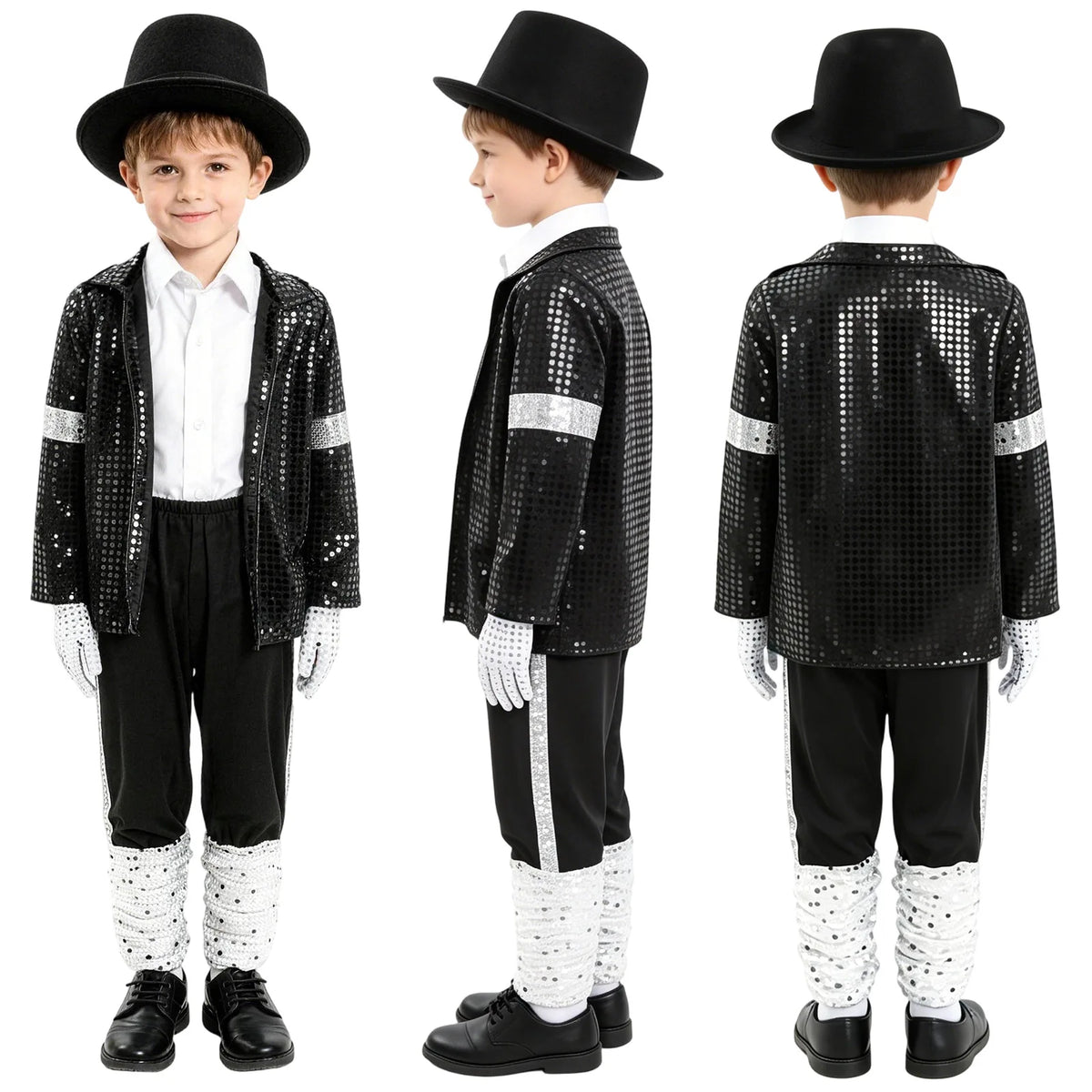 Kids 80s 90s Hip Hop Cosplay 5pcs Costume Boys Superstar Singer Outfit Halloween Carnival Stage Dance Cosplay Party Wear