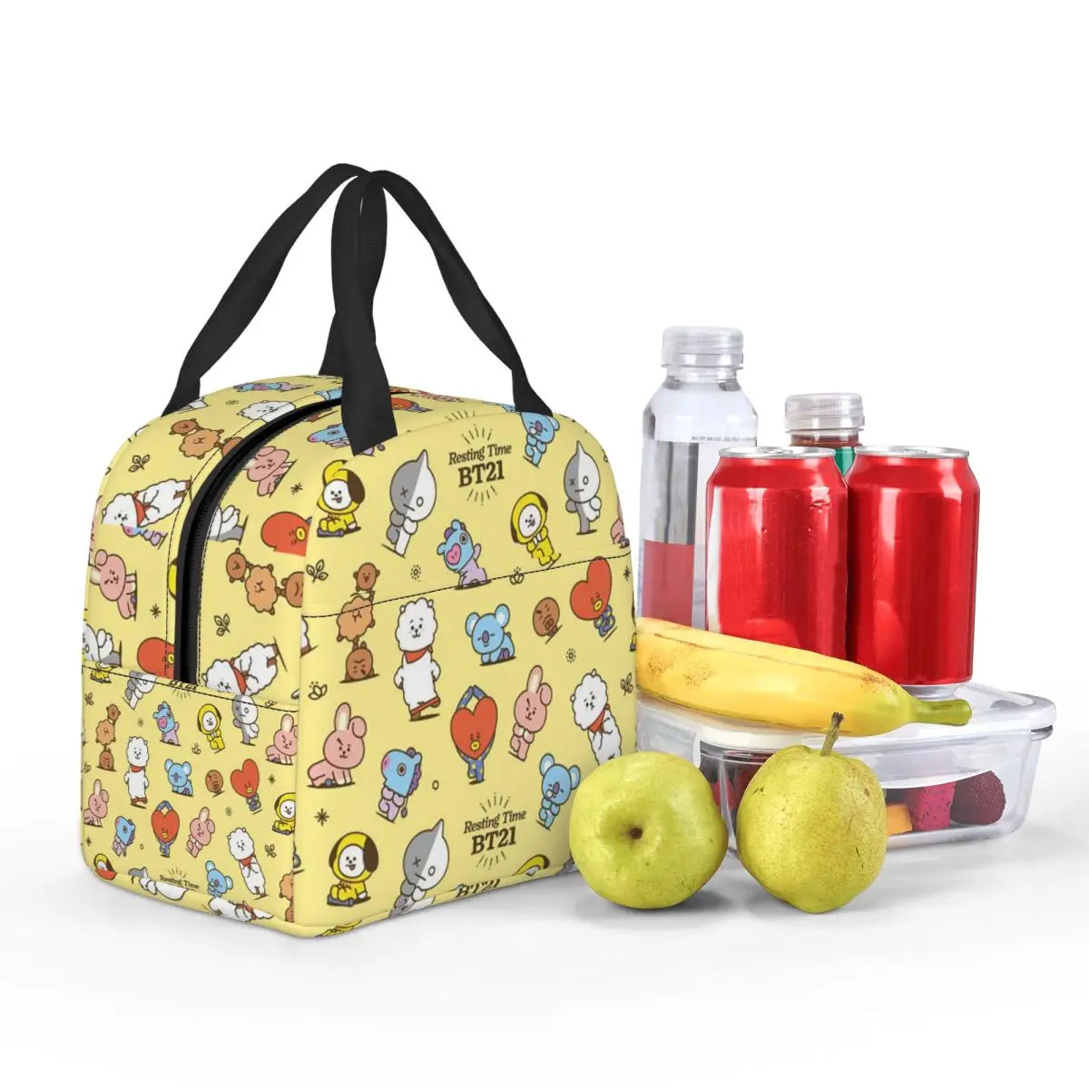Cute Cartoon BT21 Insulated Lunch Bag for Women Kids Leakproof Food Boxes Thermal Lunch Box Tote
