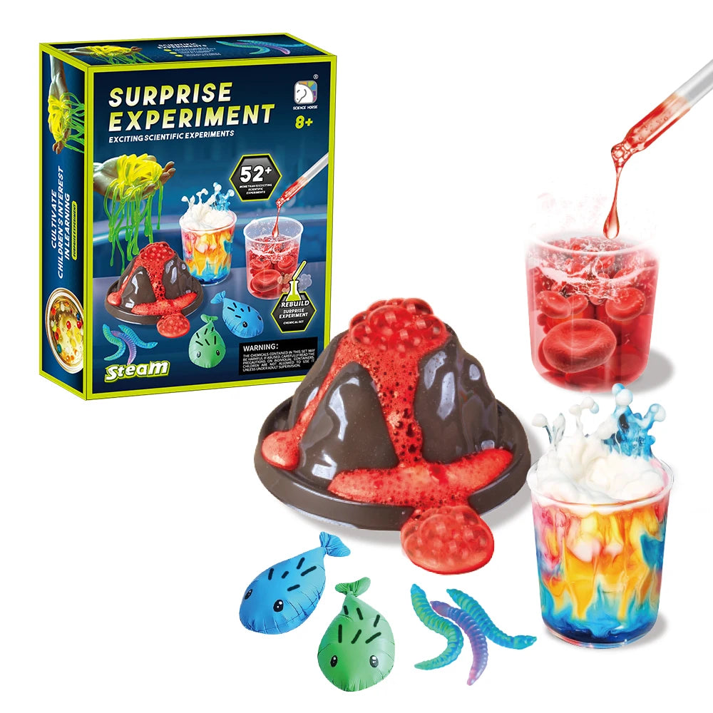 52-in-1 Children's Science Experiment Kit STEM Educational Science Gift for Boys And Girls Birthday First Science Set DIY Explod