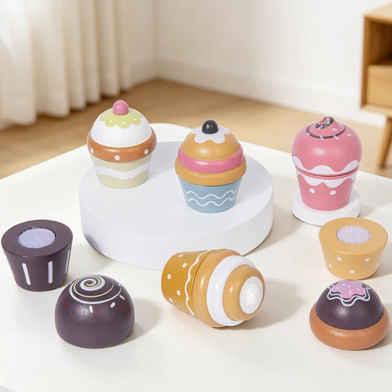Wooden Ice Cream Toys For Kid Simulation Pretend Toy Wooden Classic Game Montessori Educational STEM Toy For Children Gifts Set