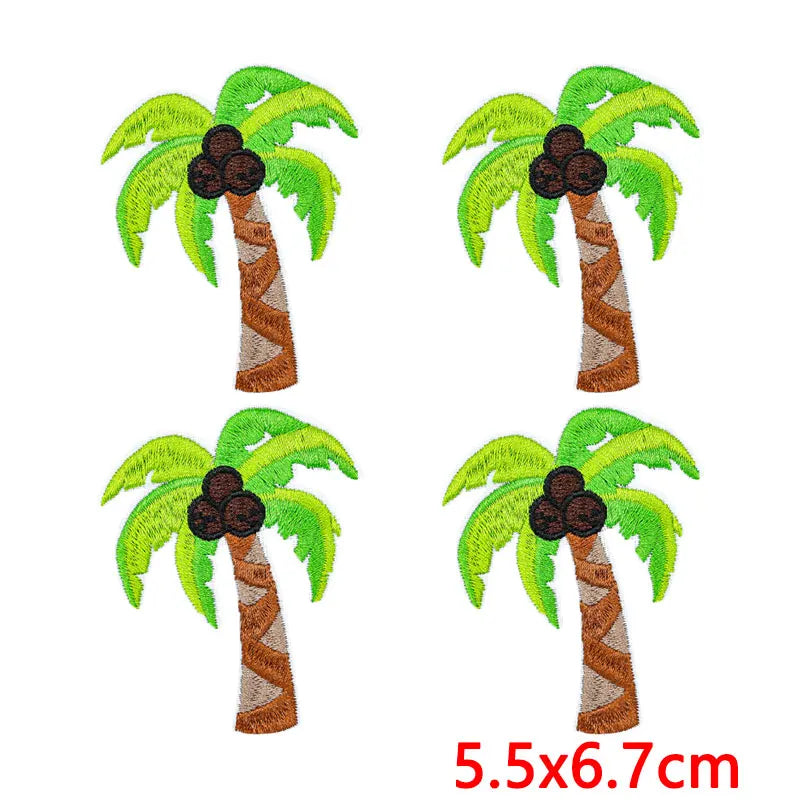 10Pcs/Lot Cool Summer Pool Iron On Patches For Clothing Beach Chair Colorful Kite Aloha Embroidery Patches Backpack Appliques