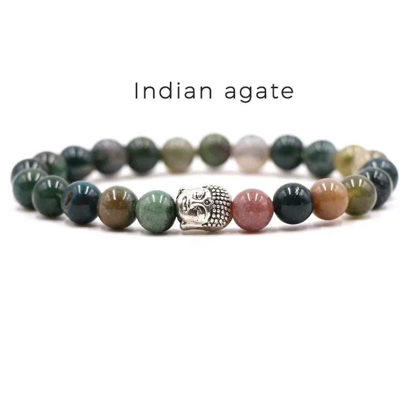 SANSHI Natural Stone Beads Bracelet For Women Men Amethysts Crystals Jewelry Agates Elastic Bangle Bracelets Gift
