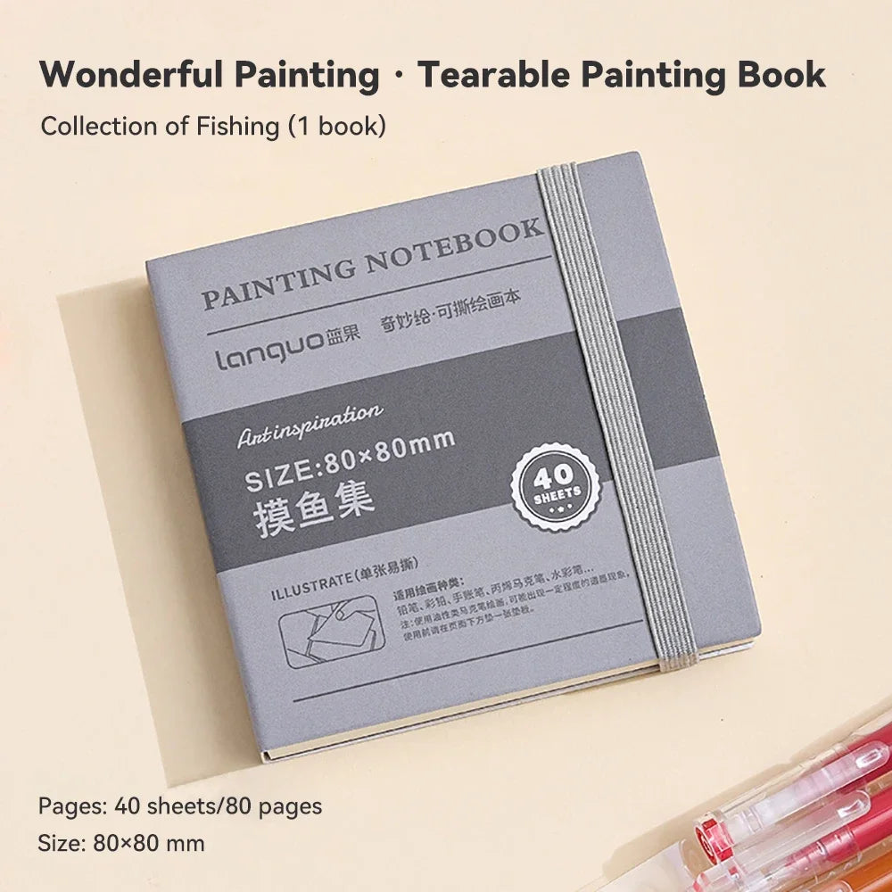 Languo Tearable Drawing Notebook Sketchbook Handbook 250gsm Paper 40sheet Mini Book for Watercolor Acrylic Marker Pen Gouache