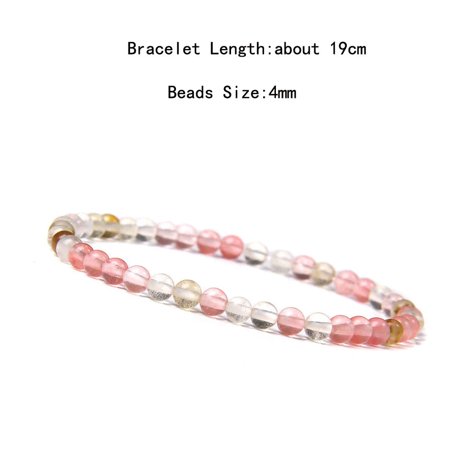 4mm Quartz Agate Bead Natural Stone Beaded Bracelet Lava Rock Tiger Eye Black Onyx Crystal Women Men Yoga Healing Chakra Jewelry