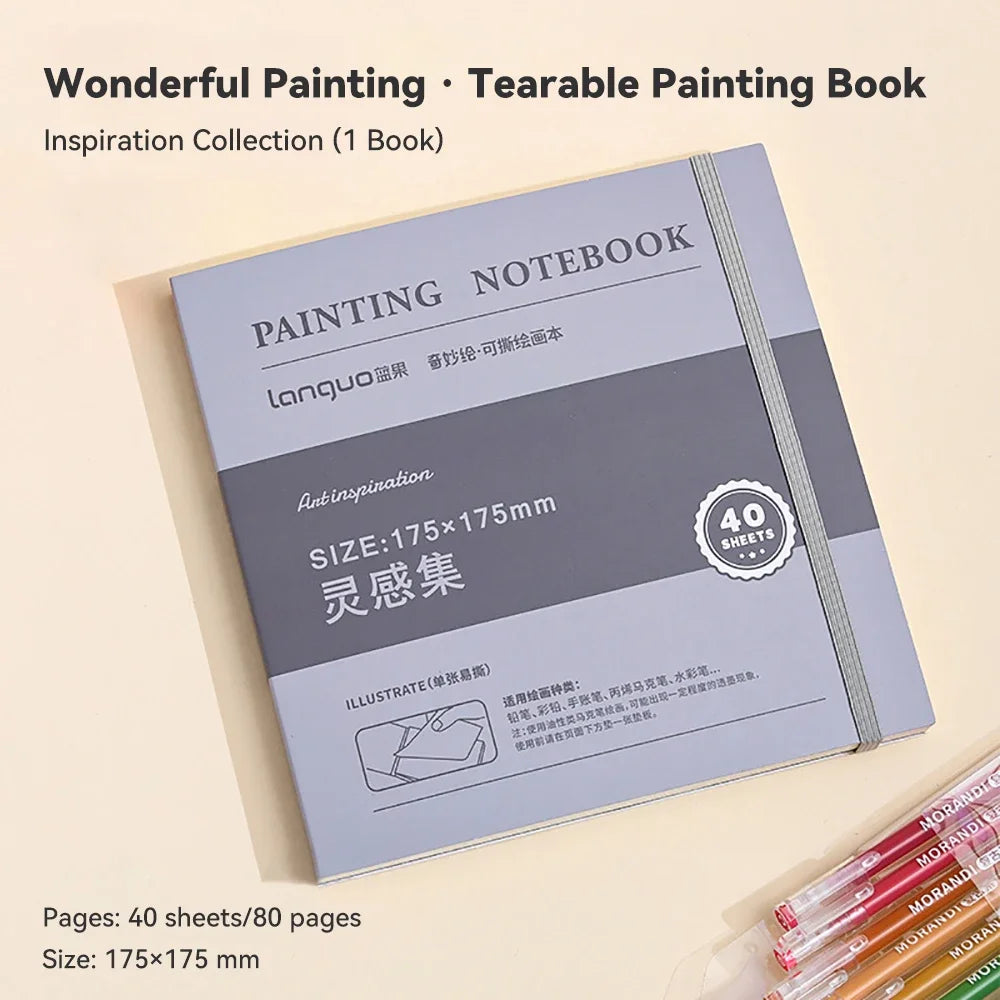 Languo Tearable Drawing Notebook Sketchbook Handbook 250gsm Paper 40sheet Mini Book for Watercolor Acrylic Marker Pen Gouache