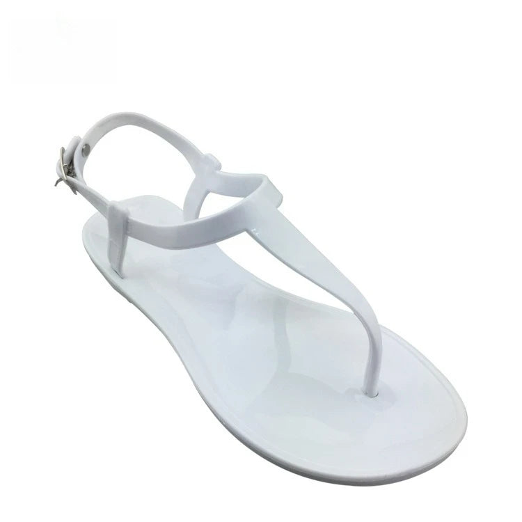 Summer Women's Jelly Sandals PVC Flat Bottom Outdoor Beach Casual Crystal Sandals Women Sandalias Womenshoes Zapatos De Mujer