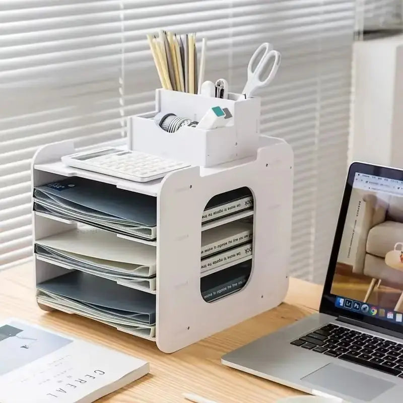 New Office Desktop File Rack Multi-Layer Folder Storage Box Desktop Finishing Artifact Office Supplies Storage Rack