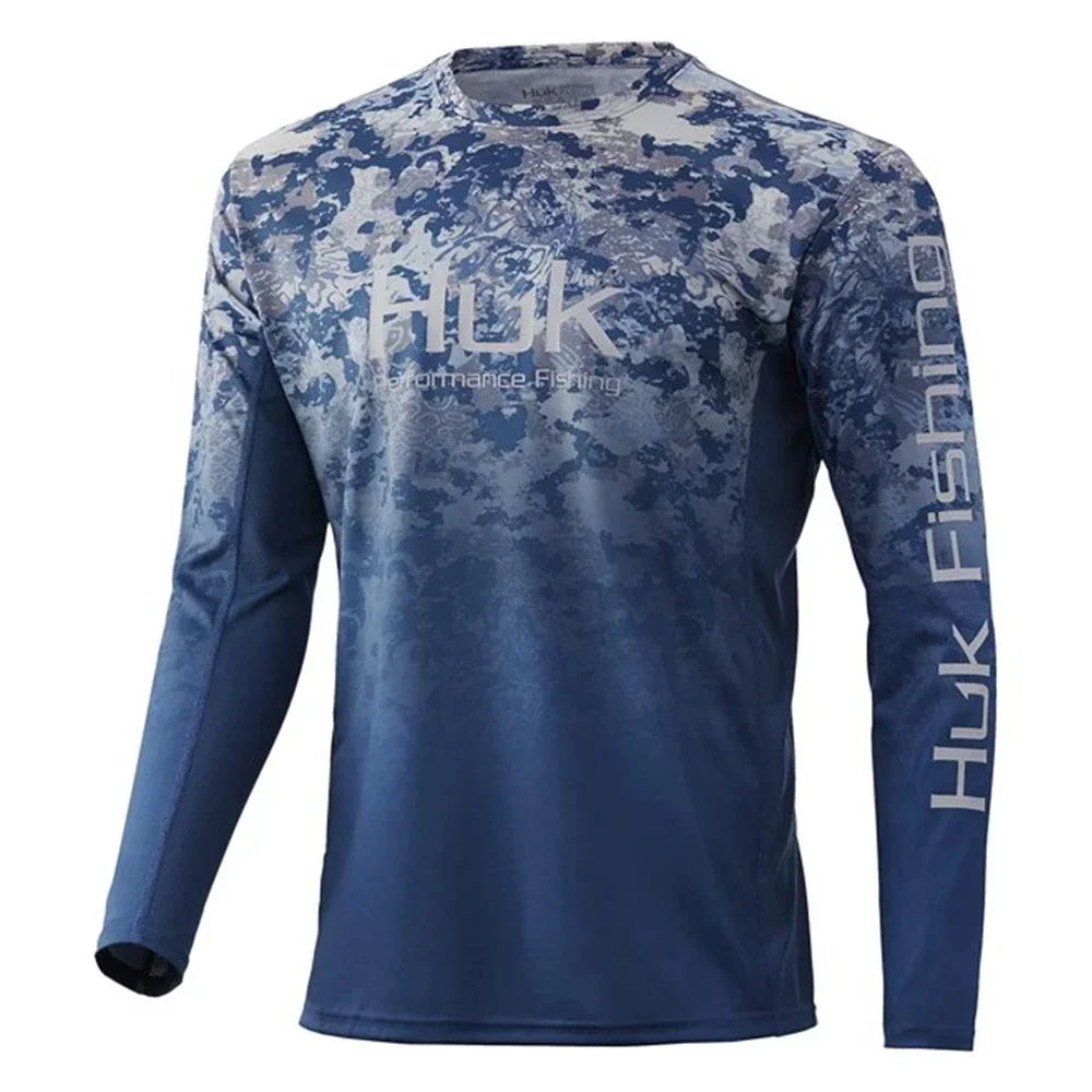HUK Fishing Shirt Long Sleeve Uv Protection Man Outdoor Summer Fishing Clothing Performance Jersey Men's Fishing Apparel UPF 50+