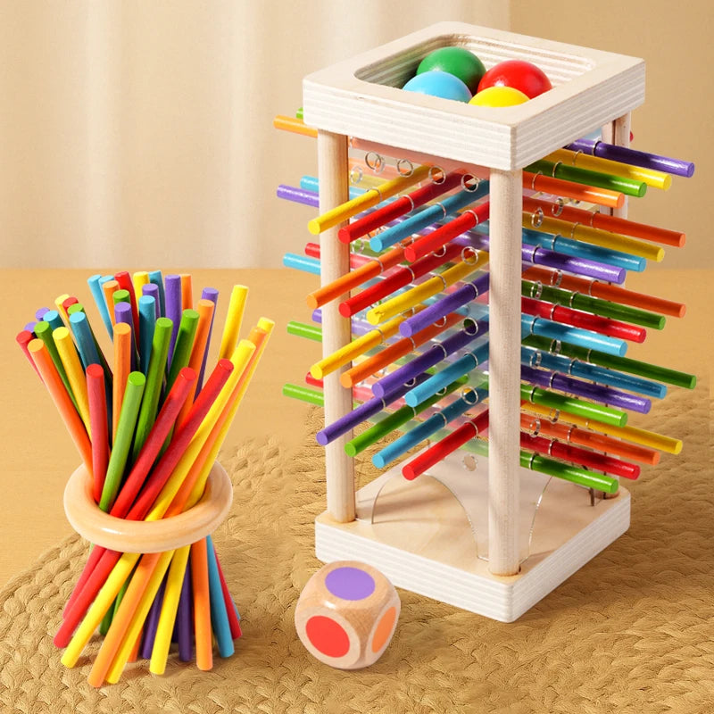 Baby Montessori Sensory Fine Motor Skills Toy Color Cognitive Learning Counting Sticks Game Educational Kids Balance Wooden Toys