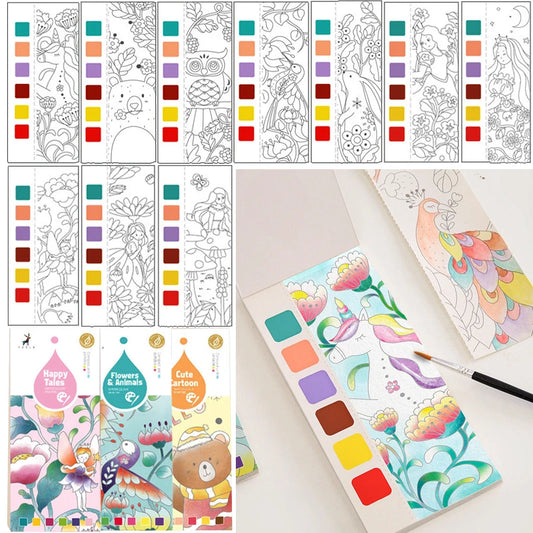 Portable Children Watercolor Painting Book 20 Sheets Gouache Graffiti Picture 1 Pen Coloring Water Drawing Books Set Kids Toys
