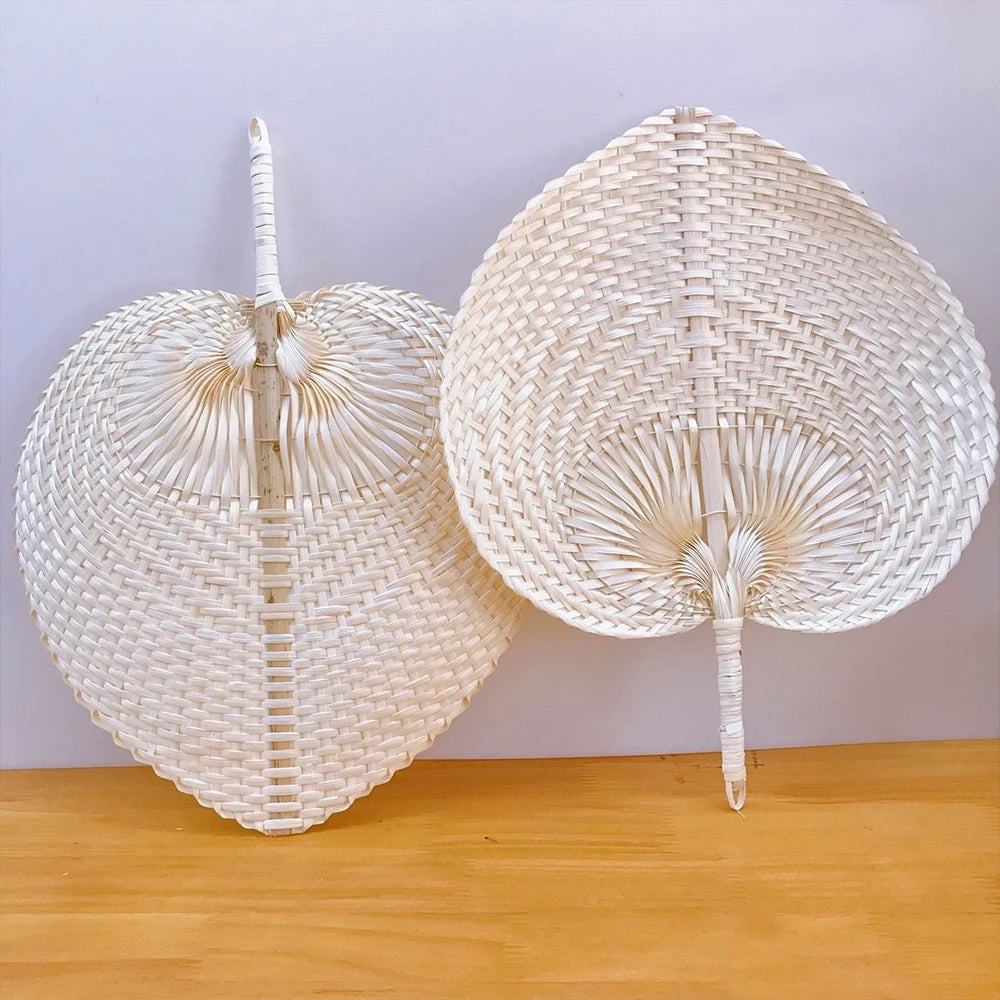 10/20pcs Wedding Decor Fans Bamboo Raffia Hand Fans for Guest Hand Weaving Fan for Summer Cooling Beach Wall Decor Party Favors