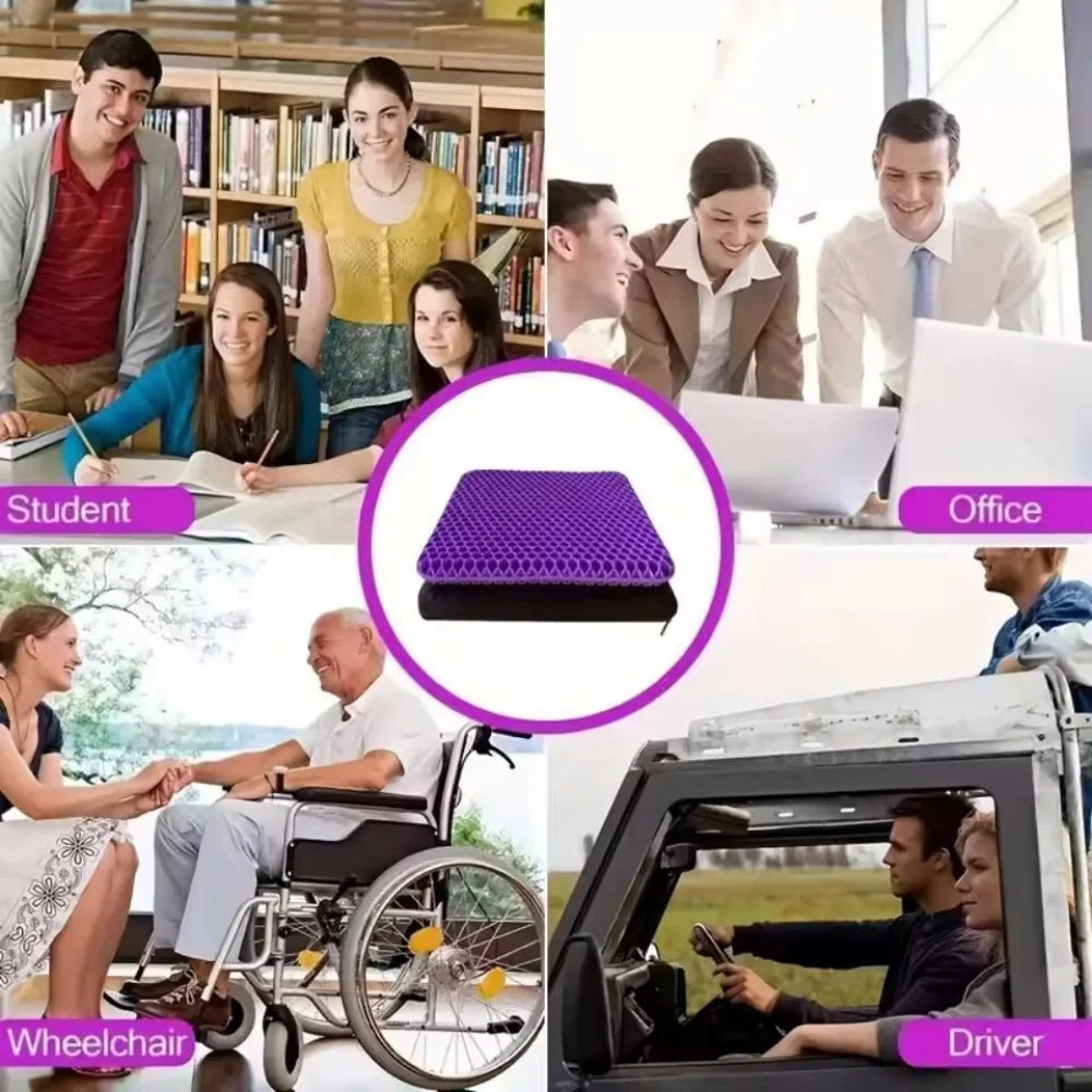Gel Seat Cushion Summer Breathable Honeycomb Design For Pressure Relief Back Tailbone Pain for Home Office Wheelchair Chair Cars