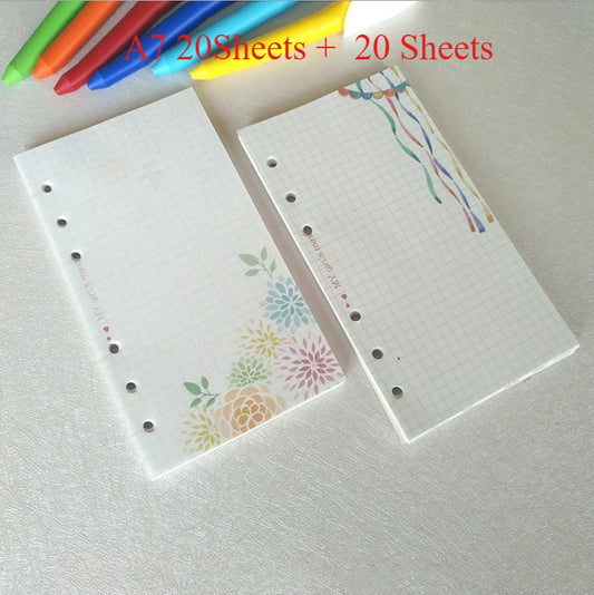 A5 A6 A7 40Sheets Loose Leaf Notebook Refill Spiral Binder Inner Page  Inside Paper Stationery