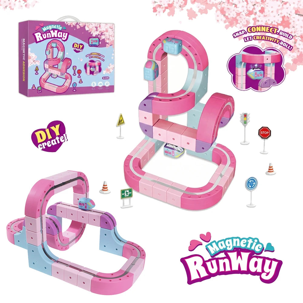 Technical Magnetic Railcar STEM Electric Train Set Anti-Gravity High-Speed Vehicle DIY Building Blocks Toy Birthday Gift Girls