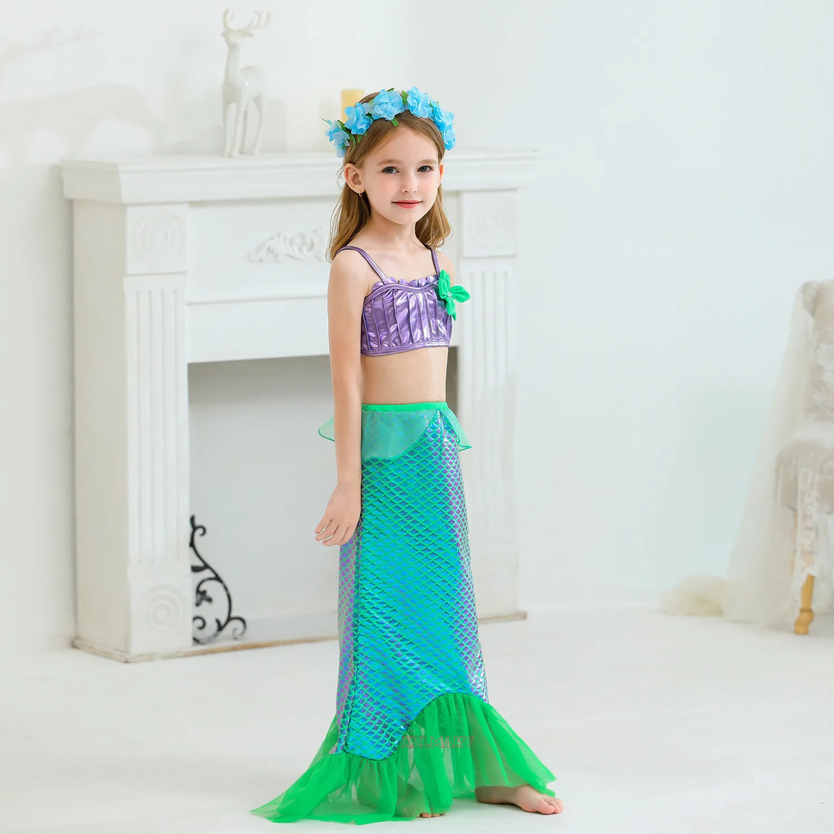 Mermaid Dress for Girl Ariel Prom Princess Costumes Cosplay Dress for Girls Birthday Party Dress Up Gown Halloween Clothing