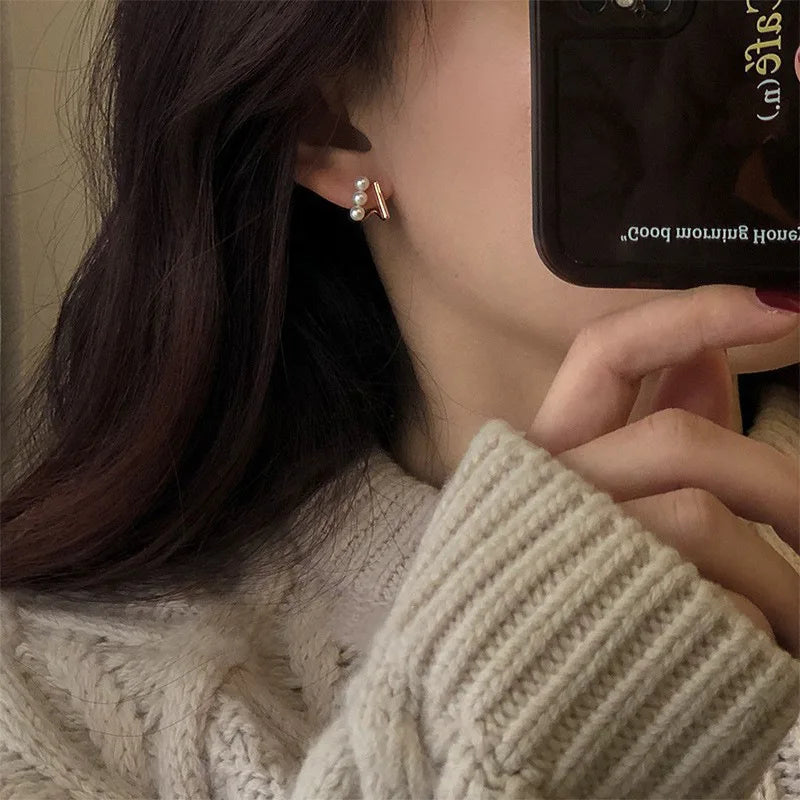 S925 Sterling Silver Luxury Imitation Natural Pearl Earrings for Women Versatile Ear Studs Fashion Jewelry Gifts Accessories