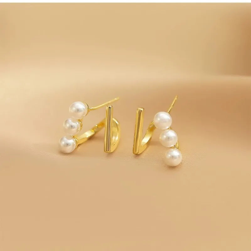 S925 Sterling Silver Luxury Imitation Natural Pearl Earrings for Women Versatile Ear Studs Fashion Jewelry Gifts Accessories