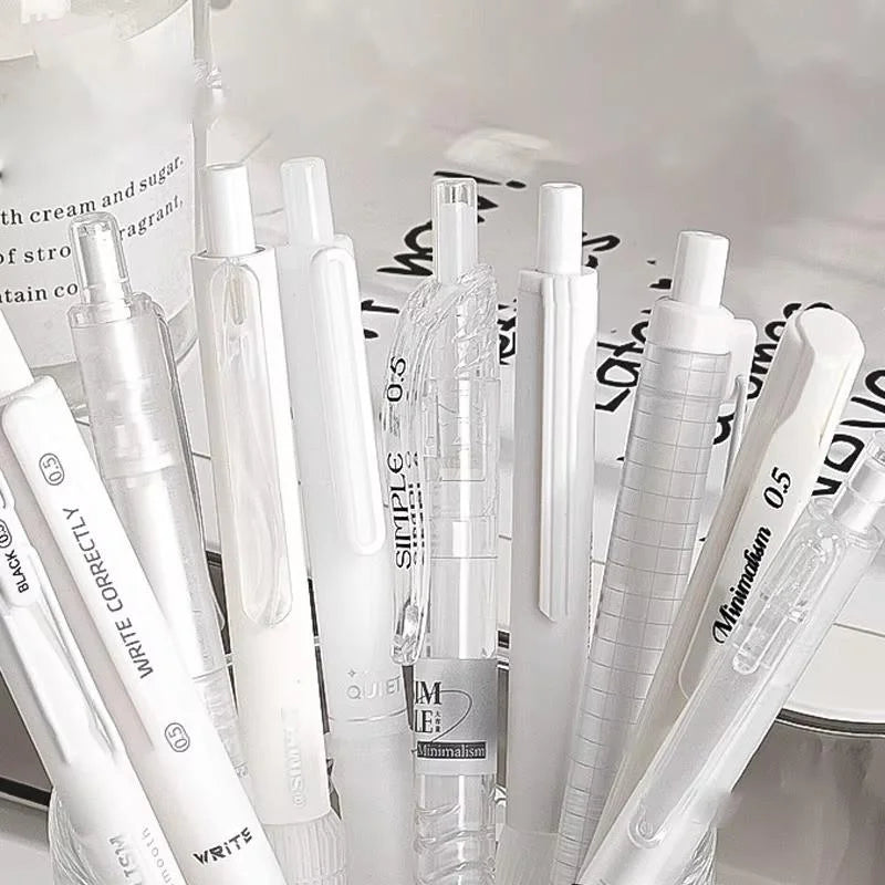 5Pcs Minimalist Transparent 0.5mm Gel Pens Set Large Capacity Quick-Drying Black Ink Pen Fashion Office Signature Pen