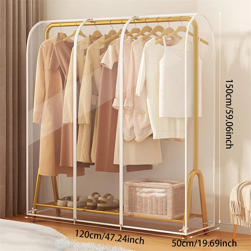 Floor Clothes Hanger Dust Cover Bedroom Drying Rack Dust Cover Cloth Translucent Coat Suit Storage Bag Dormitory Supplies