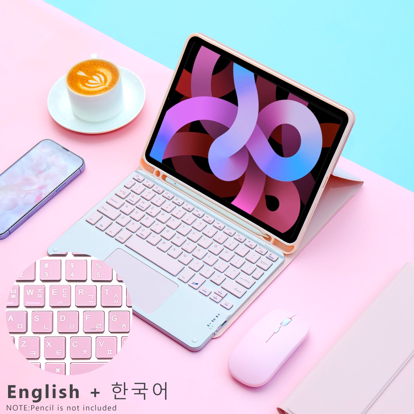 Magic keyboard Wireless Mouse For iPad 9th Generation Case A16 iPad 10.2 7th 8th Cover iPad Pro 11 M4 Air M3 10th Air 5/4 Funda