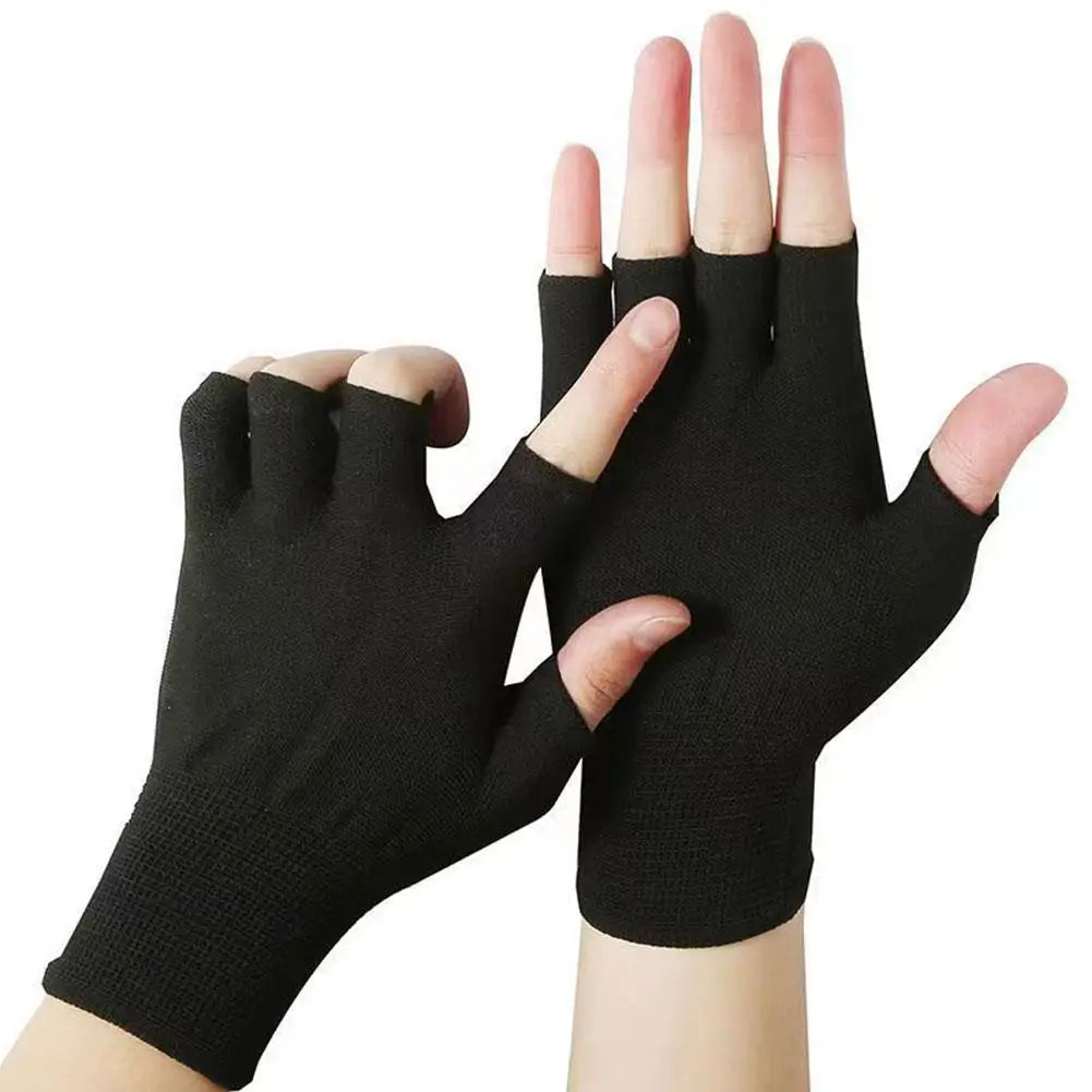 Women's Summer Ice Silk UV Protection Sunscreen Gloves Half Finger Thin Breathable Cooling Driving Gloves