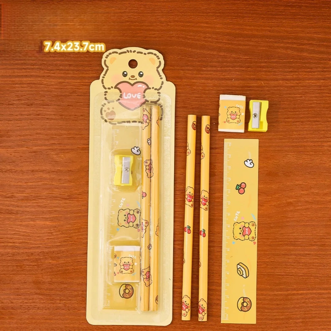 5Pcs Cartoon Stationery Set Christmas Gift Children Writing Tools Learning Supplies Prizes Gift Office School Art Drawing Pencil