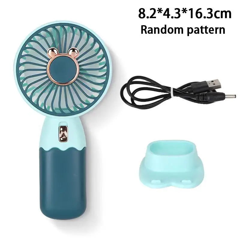 2In1 Mini Electric Fan Outdoor Portable Handheld Usb Rechargeable Cooling Desk Fan With Mobile Phone Stand Function Summer·