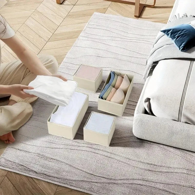 4pcs Foldable Drawer Organizer Underwear Socks Bra Clothes Storage Box Closet Wardrobe Organization Household Dresser Storage