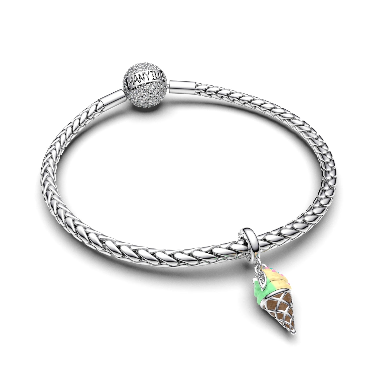 New S925 Sterling Silver Scoop Ice Cream Charms Pendant, DIY Beads for Original Bracelet Necklace Making Jewelry Gift for Women