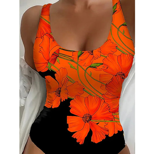 Summer Print Sexy One Piece Swimsuits Closed Women Swimwear Push Up Swimming Wear Body Bathing Suits Beachwear Pool Bather 2025