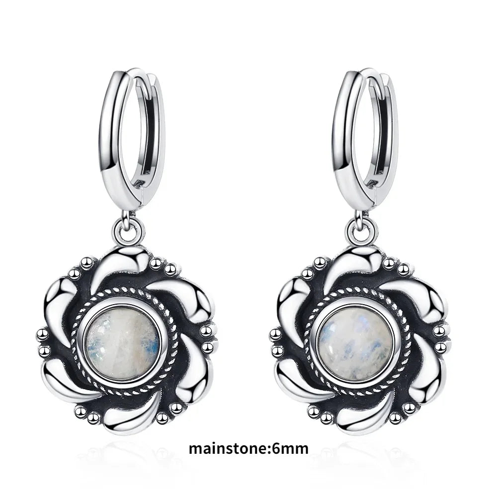 New Elegant Natural Kyanite S925 Silver Drop Earrings for Women Vintage Jewelry Wedding Engagement Hoop Earrings Gifts