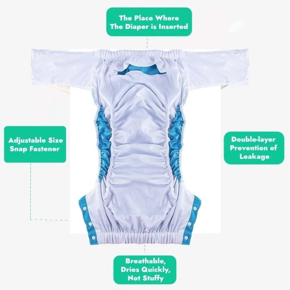 Cotton Adult Diaper Pants Leak-Proof Skin-Friendly Washable Diaper Elastic Reusable Incontinence Underwear Elderly Care