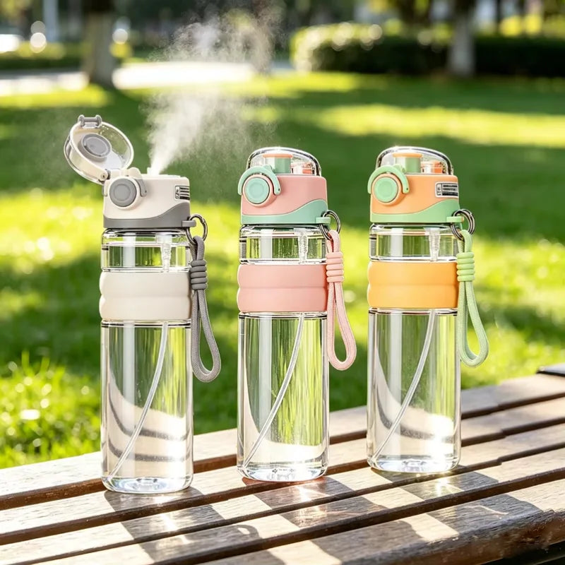 800ml Spray Water Bottle Leak-Proof Portable Sports Cup for Outdoor Travel Fitness Cycling Summer Cooling