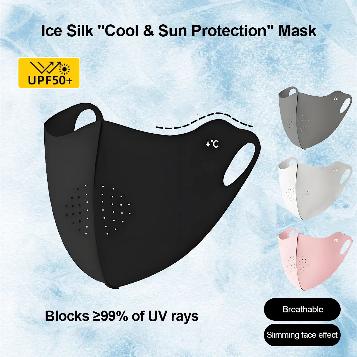 Cooling Mask for Women Men Ice Silk Driving Summer Face Cover Lightweight Washable Breathable Cycling Ice Silk Shopping Sun Mask