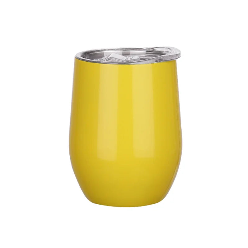 12OZ Wine seal Cover Custom Logo Mug Vacuum Insulated Thermos Garrafa Termica  Egg Shape Coffee Tumbler  Wine Beer  With Lid