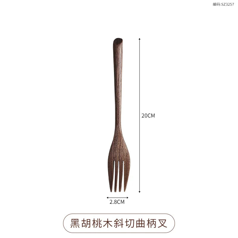 Black Walnut Cutlery Set Spoon and Fork Set High-grade Solid Wood Chopsticks Soup Spoon Coffee Dessert Jam Supplies