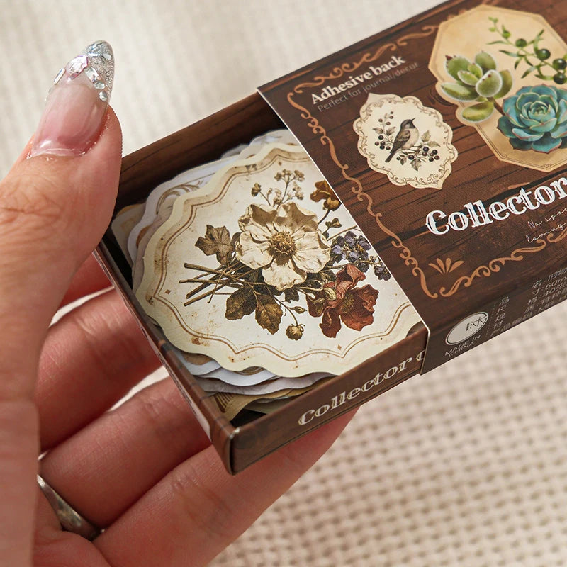 40pcs/pack Antique Collectors Series Creative Retro Art Aesthetic Label Stickers Scrapbooking DIY Decorative Materials Stickers
